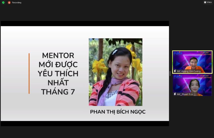 Mentor mới được yêu thích tháng 7 do sinh viên bình chọn là Mentor Phan Thị Bích Ngọc