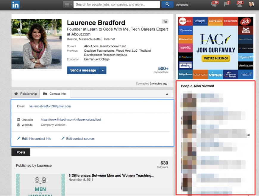 linkedin nhà phát triển web