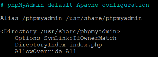 Sửa đổi file cấu hình phpMyAdmin Apache