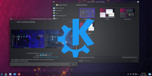 Thỏa thích thay đổi màn hình KDE Plasma của bạn bằng cách sử dụng các nút "Get New Stuff" trên toàn hệ thống.