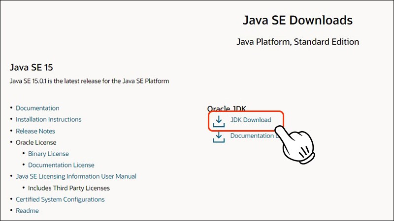 Chọn phiên bản JDK mới nhất Java SE 15