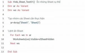 Thao tác ẩn/hiện sheet theo VBA trong Excel