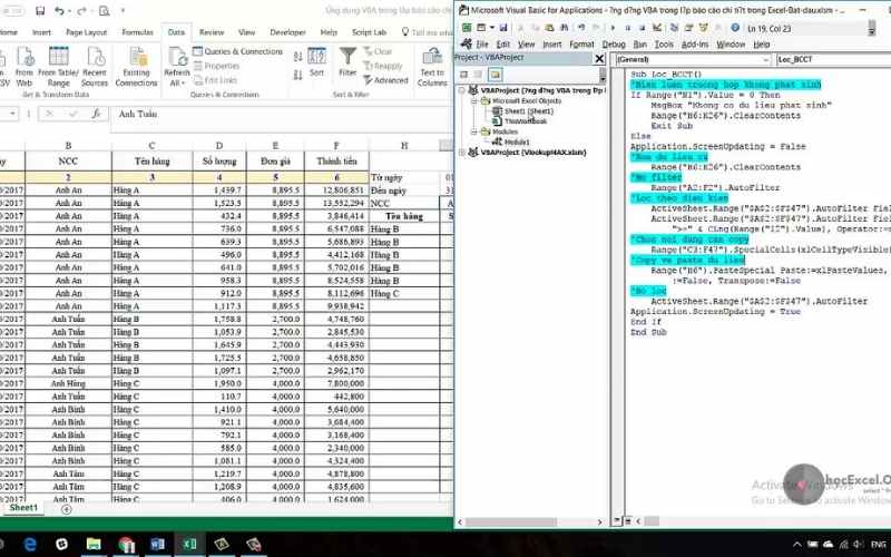 Làm báo cáo tự động với VBA trong Excel