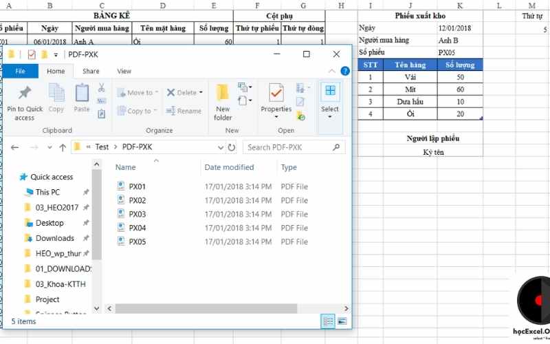 Xuất dữ liệu từ Excel ra PDF bằng VBA