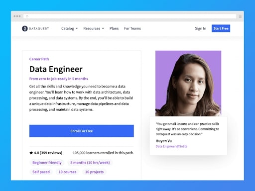 [Dataquest] Lựa chọn cho con đường sự nghiệp của Kỹ sư dữ liệu