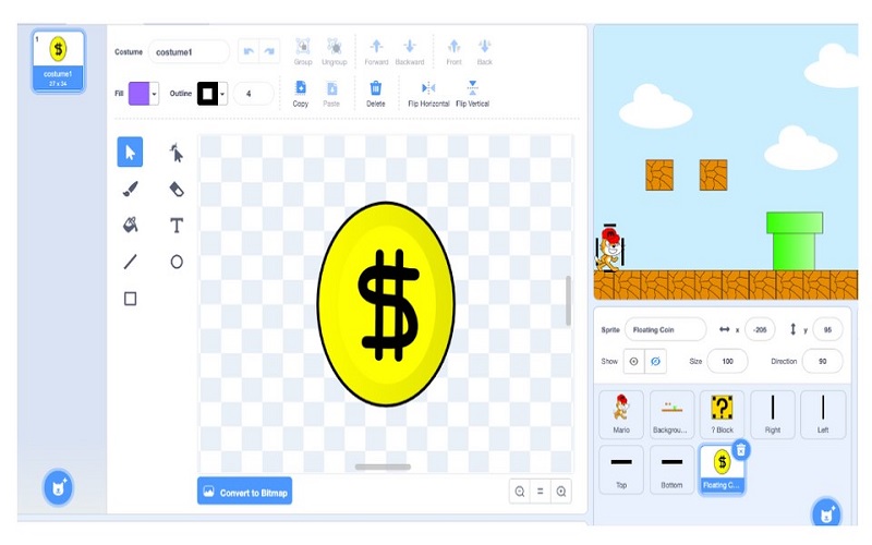 Cập nhật điểm số và mạng khi Mario tương tác với các đối tượng (Nguồn ảnh: Internet)
