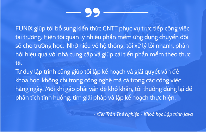 trở thành giáo viên CNTT nhờ học FUNiX