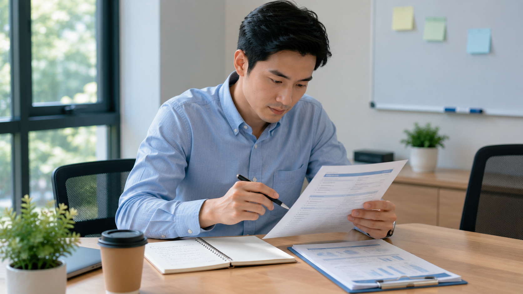 Nhân viên đối chiếu bản tóm tắt AI với ghi chú cuộc họp