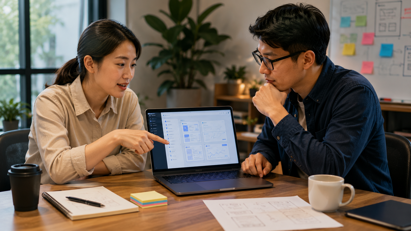 Chuyên viên sản phẩm và lập trình viên cùng kiểm tra prototype