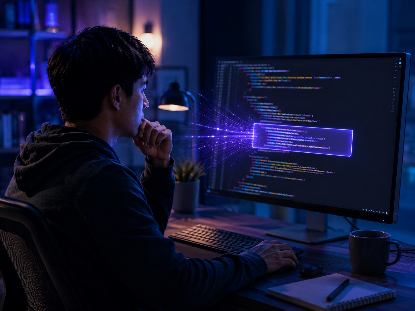 Lập trình viên kiểm tra code với sự hỗ trợ phân tích của AI