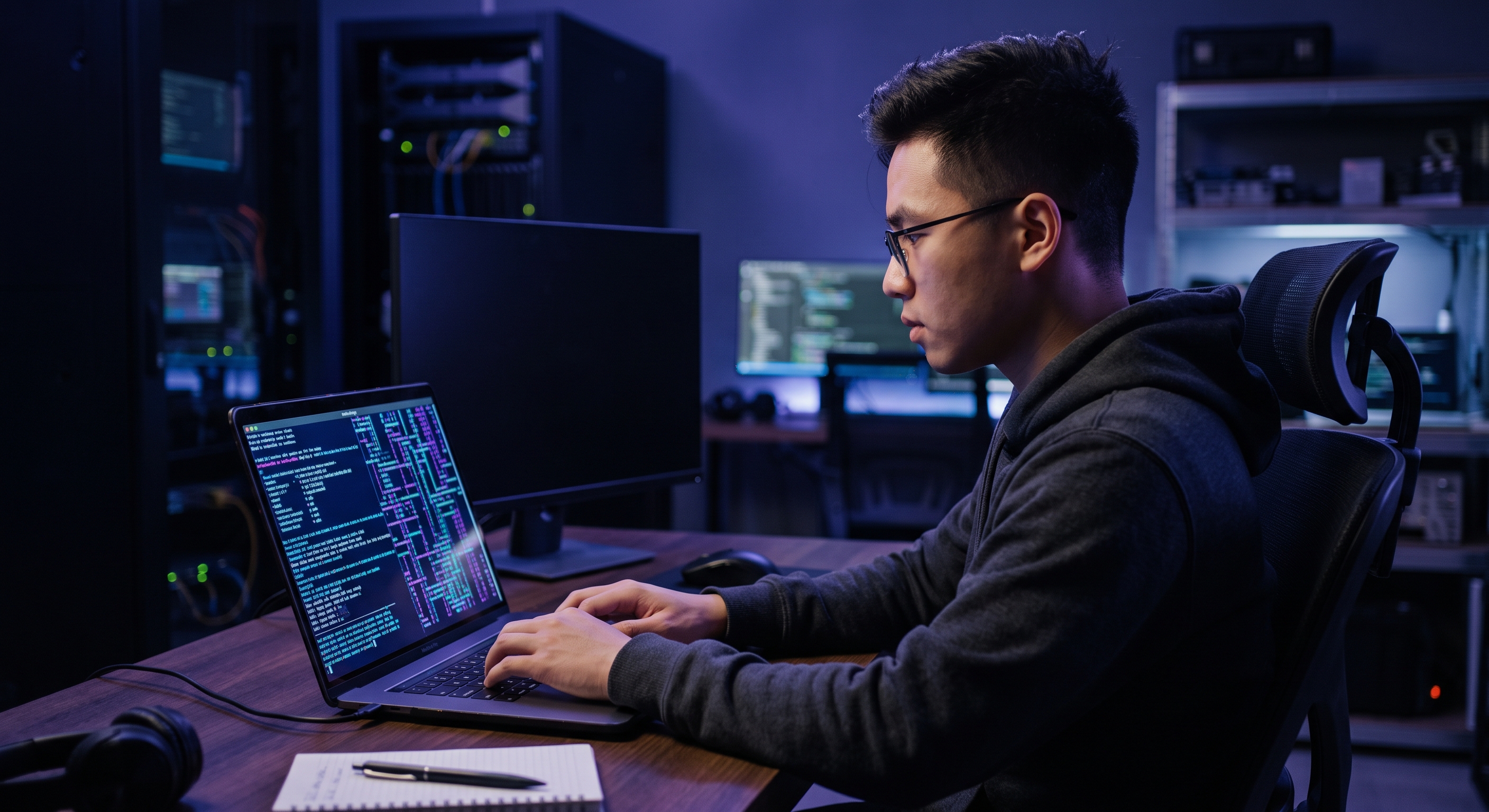 Người mới học lập trình sử dụng AI hỗ trợ viết code trên laptop