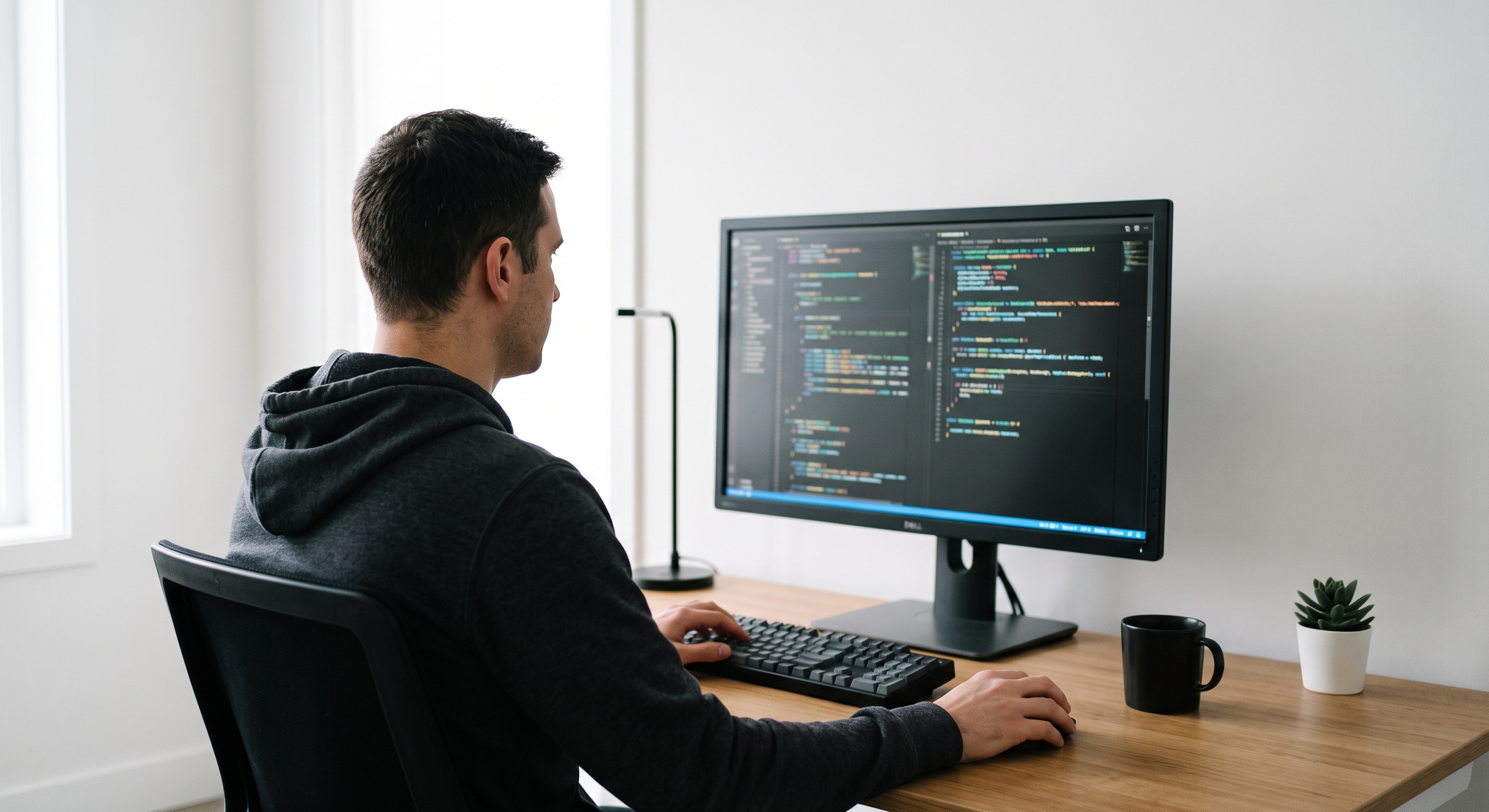 Lập trình viên kiểm tra cấu trúc mã nguồn trong dự án portfolio