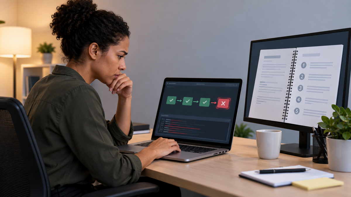 Nhân viên kiểm tra lần chạy workflow lỗi theo runbook