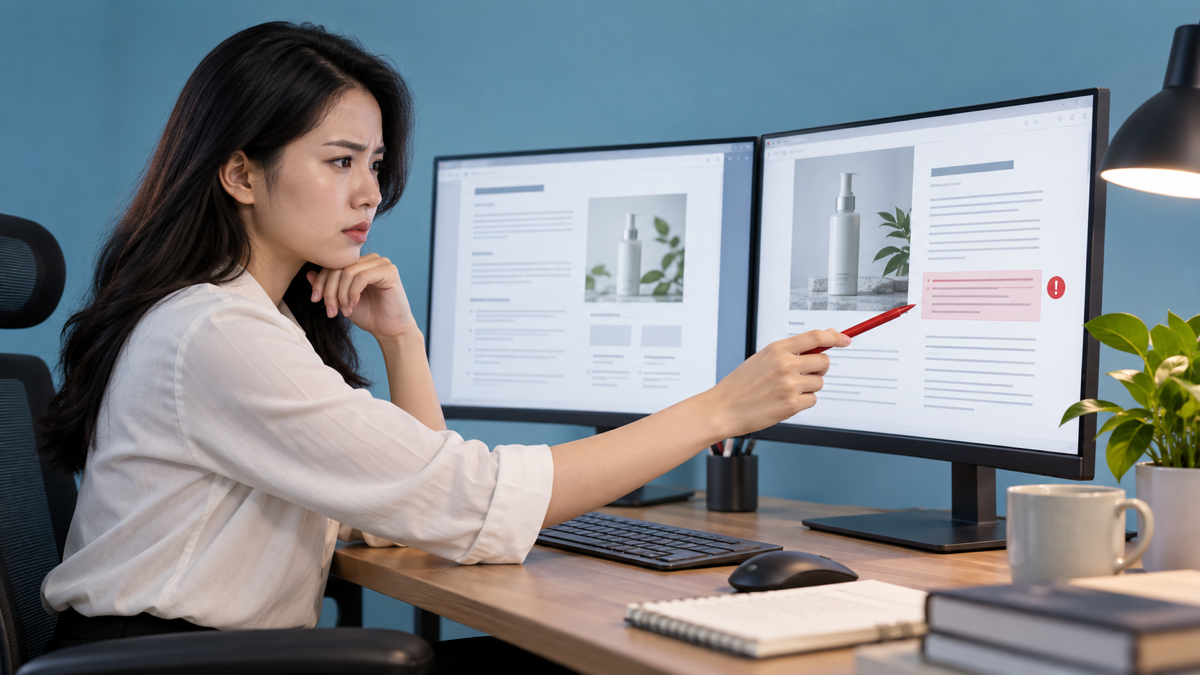 Biên tập viên đối chiếu bản nháp AI với brief sản phẩm đã duyệt
