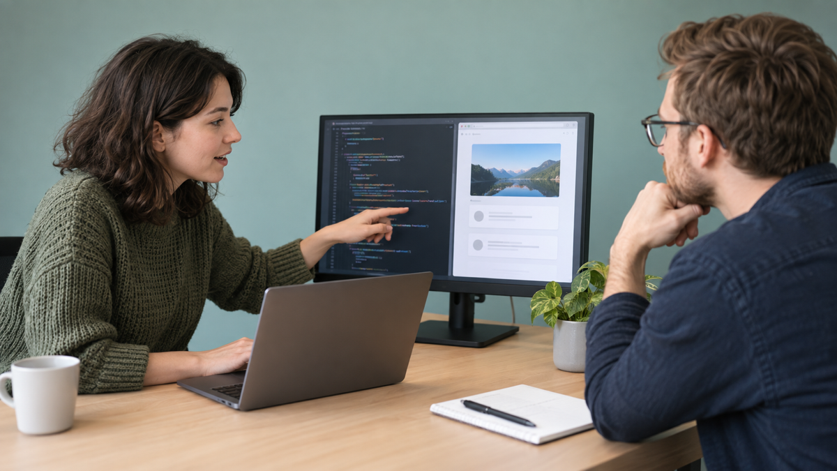 Người học trình bày dự án phần mềm và nhận góp ý từ người review