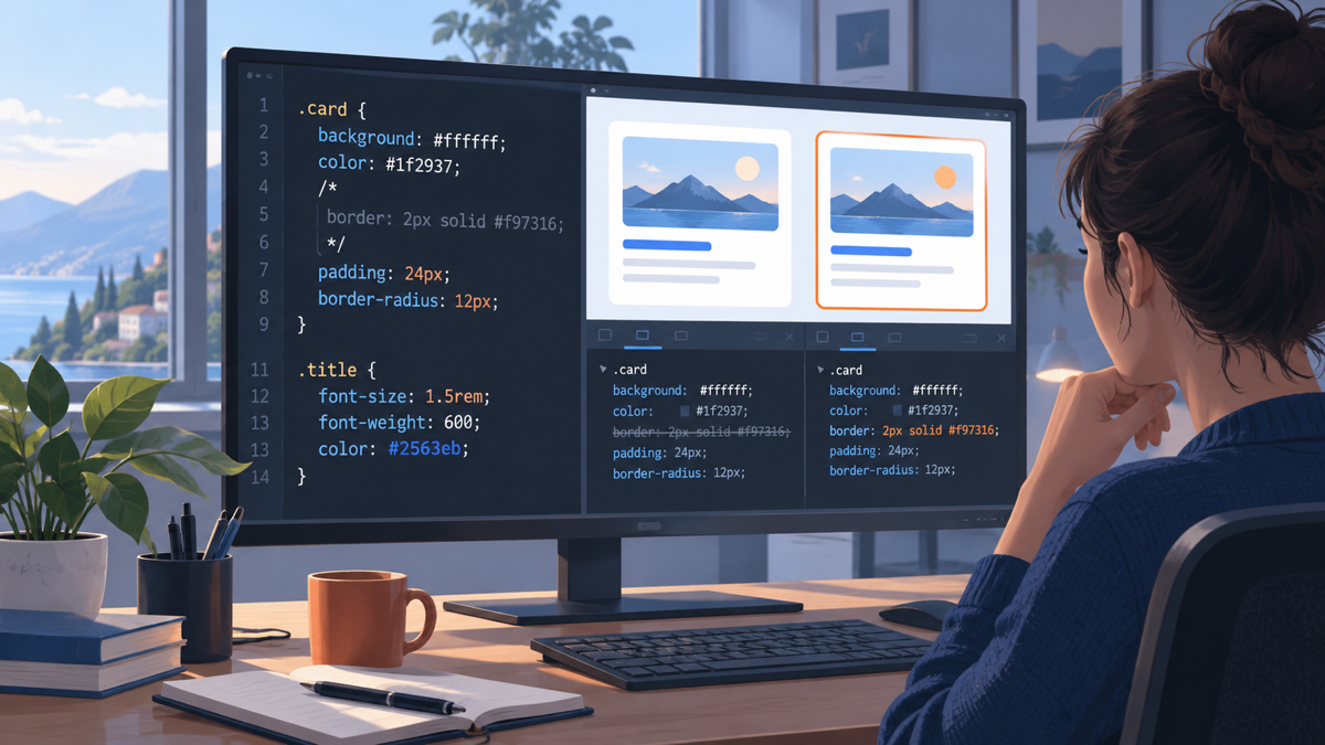 Người lập trình dùng comment để khoanh vùng lỗi CSS trên giao diện
