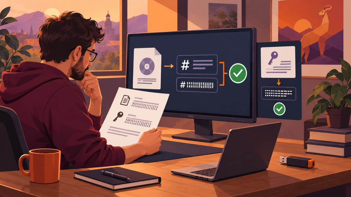 Người dùng xác minh checksum và chữ ký của file ISO Ubuntu